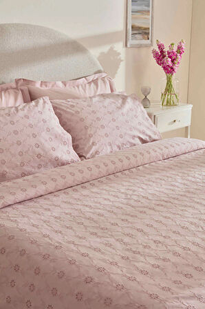 Karaca Home Vivien Brodeli %100 Pamuk Çift Kişilik Nevresim Takımı Pudra