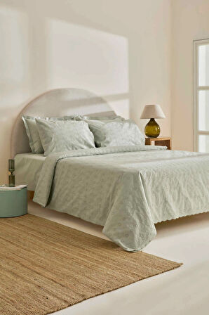 Karaca Home Vivien Brodeli %100 Pamuk Çift Kişilik Nevresim Takımı Adaçayı