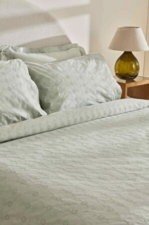 Karaca Home Vivien Brodeli %100 Pamuk Çift Kişilik Nevresim Takımı Adaçayı