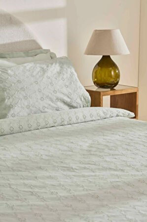 Karaca Home Vivien Brodeli %100 Pamuk Çift Kişilik Nevresim Takımı Adaçayı