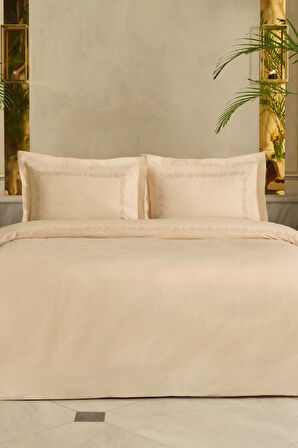 Karaca Home Cortez Nakışlı %100 Pamuk Çift Kişilik Nevresim Takımı Bej