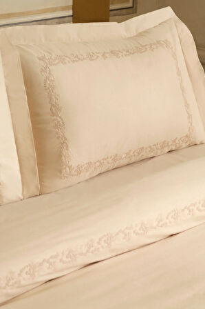 Karaca Home Cortez Nakışlı %100 Pamuk Çift Kişilik Nevresim Takımı Bej