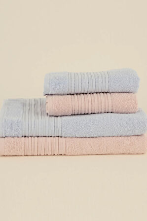 Karaca Home Line Soft %100 Pamuk 4 Parça Hamam Seti Pudra-Mavi