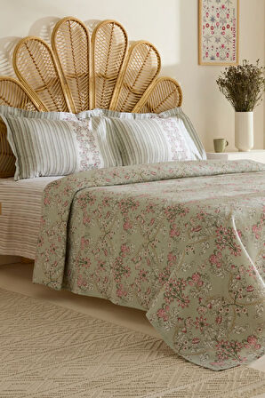 Karaca Home Empres %100 Pamuk Tek Kişilik Pike Takımı Adaçayı