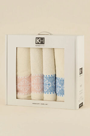 Karaca Home Cozy Bath %100 Pamuk 4 Parça Hamam Seti Mavi-Pudra 