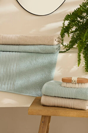 Karaca Home Line Soft %100 Pamuk 4 Parça Hamam Seti Bej-Pudra 