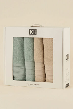 Karaca Home Line Soft %100 Pamuk 4 Parça Hamam Seti Bej-Pudra 