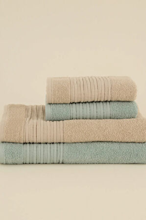 Karaca Home Line Soft %100 Pamuk 4 Parça Hamam Seti Bej-Pudra 