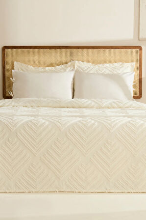 Karaca Home Velora Çift Kişilik Yatak Örtüsü Takımı Ekru