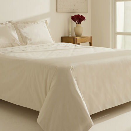 Karaca Home White Collection Rayas %100 Pamuk Nakışlı Çift Kişilik Nevresim Takımı Bej 