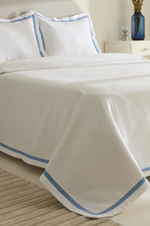 Karaca Home White Collection Doris %100 Pamuk Çift Kişilik Yatak Örtüsü Takımı Mavi