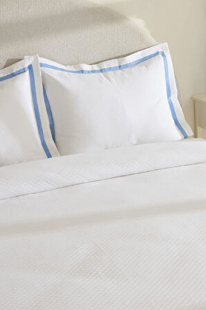Karaca Home White Collection Doris %100 Pamuk Çift Kişilik Yatak Örtüsü Takımı Mavi
