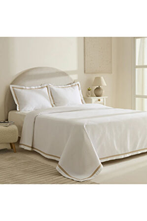 Karaca Home White Collection Doris %100 Pamuk Çift Kişilik Yatak Örtüsü Takımı Bej