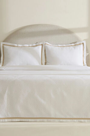 Karaca Home White Collection Doris %100 Pamuk Çift Kişilik Yatak Örtüsü Takımı Bej