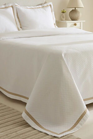 Karaca Home White Collection Doris %100 Pamuk Çift Kişilik Yatak Örtüsü Takımı Bej