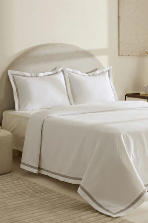 Karaca Home White Collection Doris %100 Pamuk Çift Kişilik Yatak Örtüsü Takımı Gri