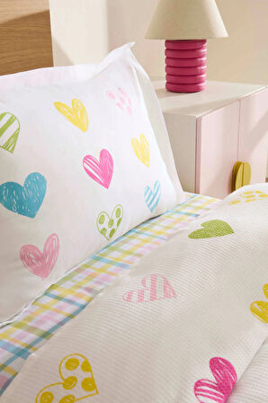 Karaca Home Young Color Heartz %100 Pamuk Tek Kişilik Pike Takımı