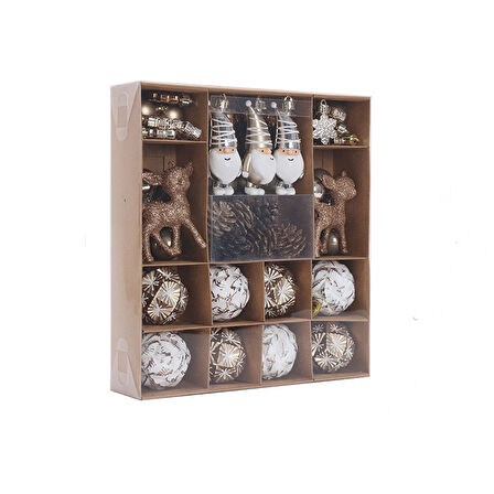 Karaca Home New Year Yılbaşı Bronze 65 Parça Ağaç Süsü Seti