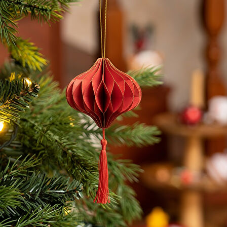 Karaca Home New Year Yılbaşı Püsküllü 3 Adet Ağaç Süsü 10x9,5 cm