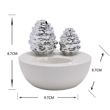 Karaca Home New Year Yılbaşı Kozalaklı Tealight Mumluk 9,7 x 9,7 x 8,7 cm