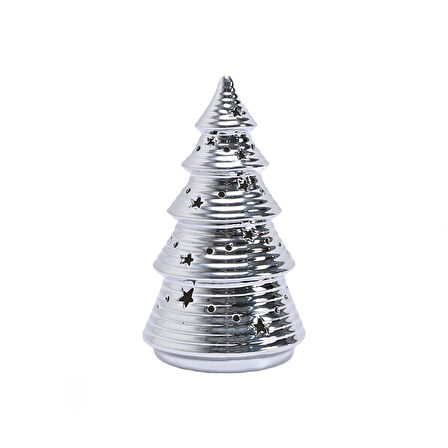 Karaca Home New Year Yılbaşı Christmas Tree Dekoratif Obje Silver 9,5 x 9,5 x 16 cm