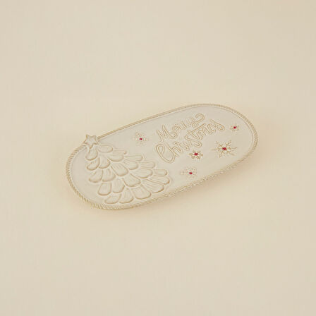 Karaca Home New Year Yılbaşı Merry Christmas Dekoratif Tabak 31x17x3 cm