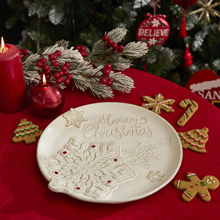 Karaca Home New Year Yılbaşı Merry Christmas Dekoratif Tabak 27,7 x 26,2 x 2,6 cm