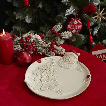 Karaca Home New Year Yılbaşı Santa Dekoratif Tabak 28,7 x 26,3 x 5,5 cm