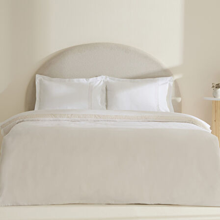 Karaca Home Lumi 80 Tel %100 Pamuk Saten Güpürlü Çift Kişilik Nevresim Takımı Beyaz