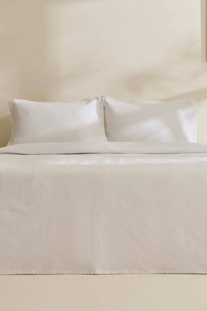 Karaca Home Adelia Fistolu Çift Kişilik Yatak Örtüsü Takımı Beyaz