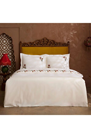 Karaca Home Dornel %100 Pamuk Nakışlı Çift Kişilik Nevresim Takımı Beyaz