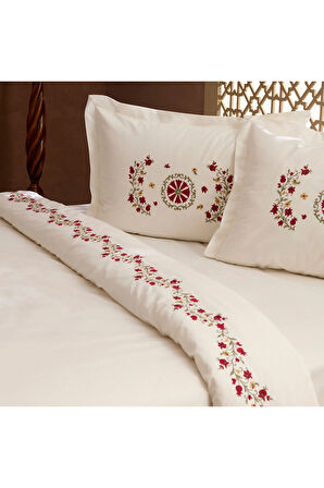 Karaca Home Dornel %100 Pamuk Nakışlı Çift Kişilik Nevresim Takımı Beyaz