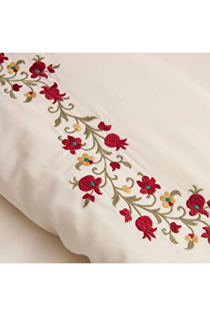 Karaca Home Dornel %100 Pamuk Nakışlı Çift Kişilik Nevresim Takımı Beyaz