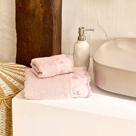 Karaca Home Artisan Cluster %100 Pamuk Yüz Havlusu Pudra 50x90 cm