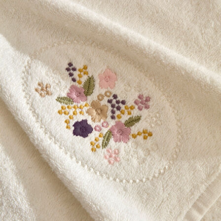 Karaca Home Artisan Coneflower %100 Pamuk El Havlusu Ekru 50x90 cm