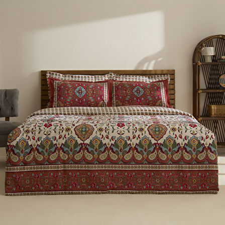 Karaca Home Pueblo %100 Pamuk Çift Kişilik Nevresim Takımı Kiremit