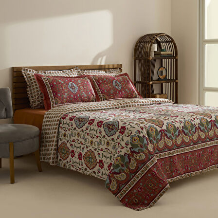 Karaca Home Pueblo %100 Pamuk Çift Kişilik Nevresim Takımı Kiremit