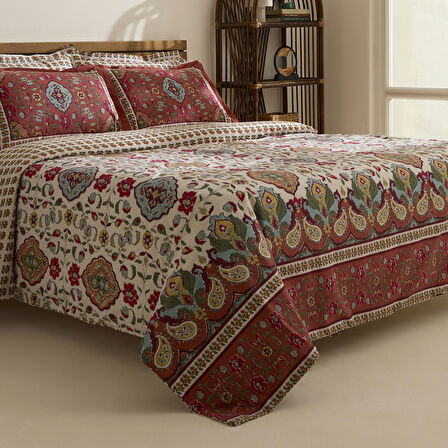 Karaca Home Pueblo %100 Pamuk Çift Kişilik Nevresim Takımı Kiremit