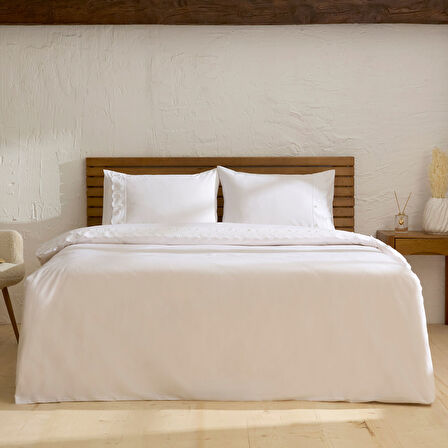 Karaca Home Delvyn %100 Pamuk Çift Kişilik Nevresim Takımı Beyaz