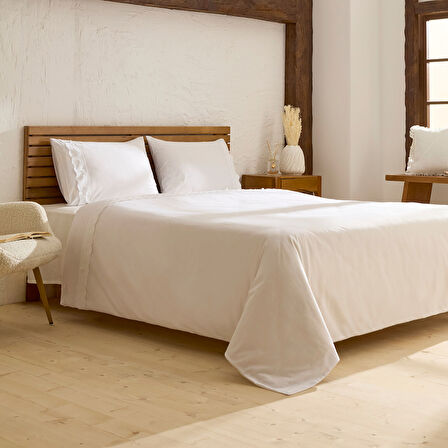 Karaca Home Delvyn %100 Pamuk Çift Kişilik Nevresim Takımı Beyaz