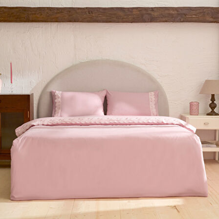 Karaca Home Delvyn %100 Pamuk Çift Kişilik Nevresim Takımı Pudra