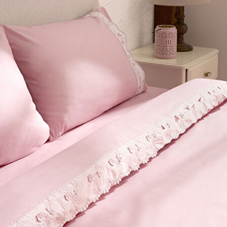 Karaca Home Delvyn %100 Pamuk Çift Kişilik Nevresim Takımı Pudra