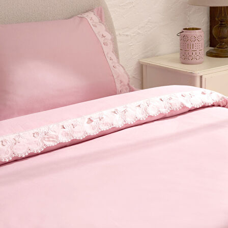 Karaca Home Delvyn %100 Pamuk Çift Kişilik Nevresim Takımı Pudra