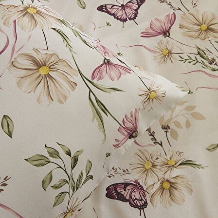 Sarah Anderson Butterflora Çift Kişilik Nevresim Takımı Somon