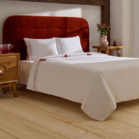 Karaca Home Calia %100 Pamuk Nakışlı Çift Kişilik Nevresim Takımı Beyaz