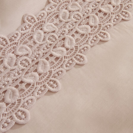 Karaca Home Nuvia Güpürlü Çift Kişilik Nevresim Takımı Pudra