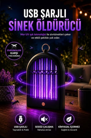 Şarjlı UV Sinek Öldürücü Taşınabilir Mor Işıklı Sivrisinek Tuzak Cihazı