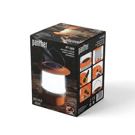 Panther PT-389 Dinamo, Solar ve USB İle Şarj Edilebilir Kamp Lambası