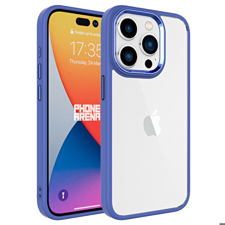 Apple iPhone 15 Pro Kılıf Ekran ve Kamera Çıkıntılı Kenarları Renkli Şeffaf Kapak