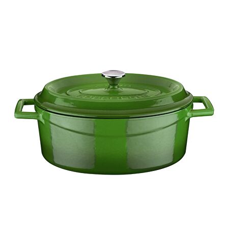 Lava Döküm Oval Tencere. Ölçü 21x25cm.  - Yeşil